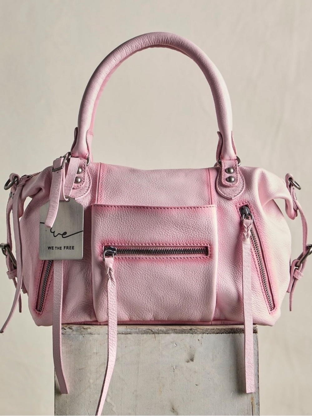 Free People We The Free Leather Baby Emerson Bag in Peony Pink NWT
